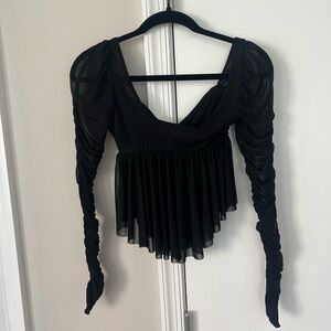 Urban Outfitters Black Asymmetrical Ruched Blouse